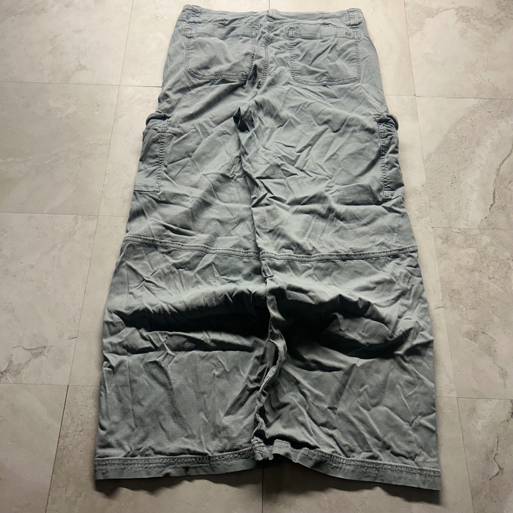 American Eagle Super High Rise Baggy Wide Leg Cargo Pants Blue Gray Womens 14